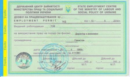 разрешнеие на работу для иностранца в украине
